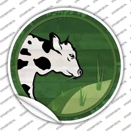 Cow Eating Grass Novelty Circle Sticker Decal