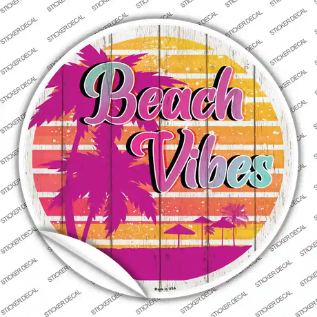 Beach Vibes Palm Novelty Circle Sticker Decal
