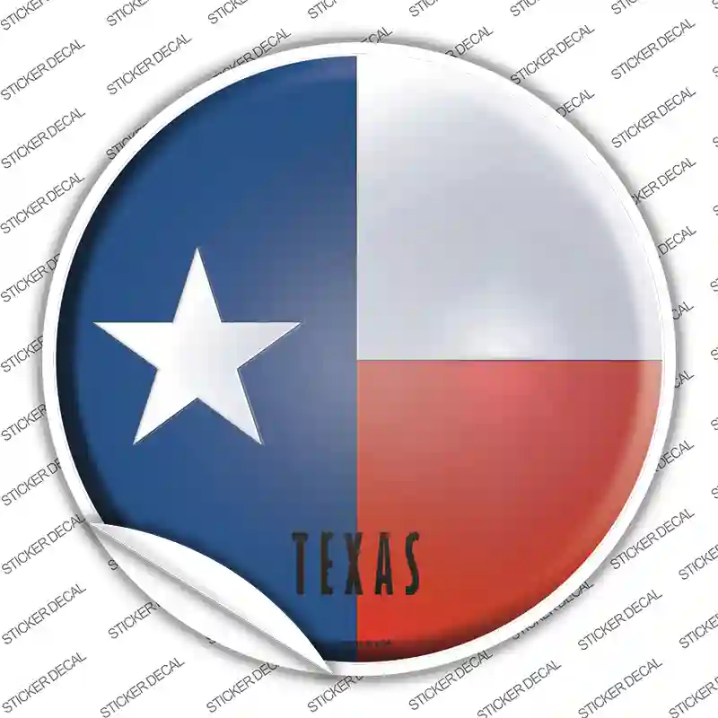 Texas State Flag Novelty Circle Sticker Decal