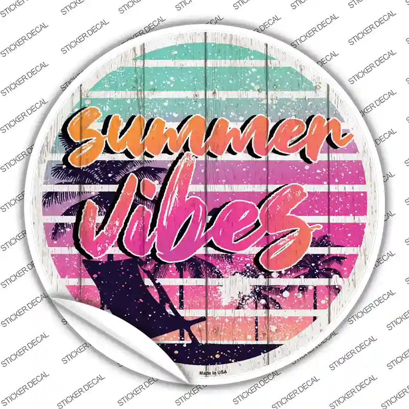 Summer Vibes Novelty Circle Sticker Decal