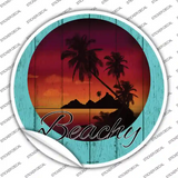 Beachy Sunset Novelty Circle Sticker Decal