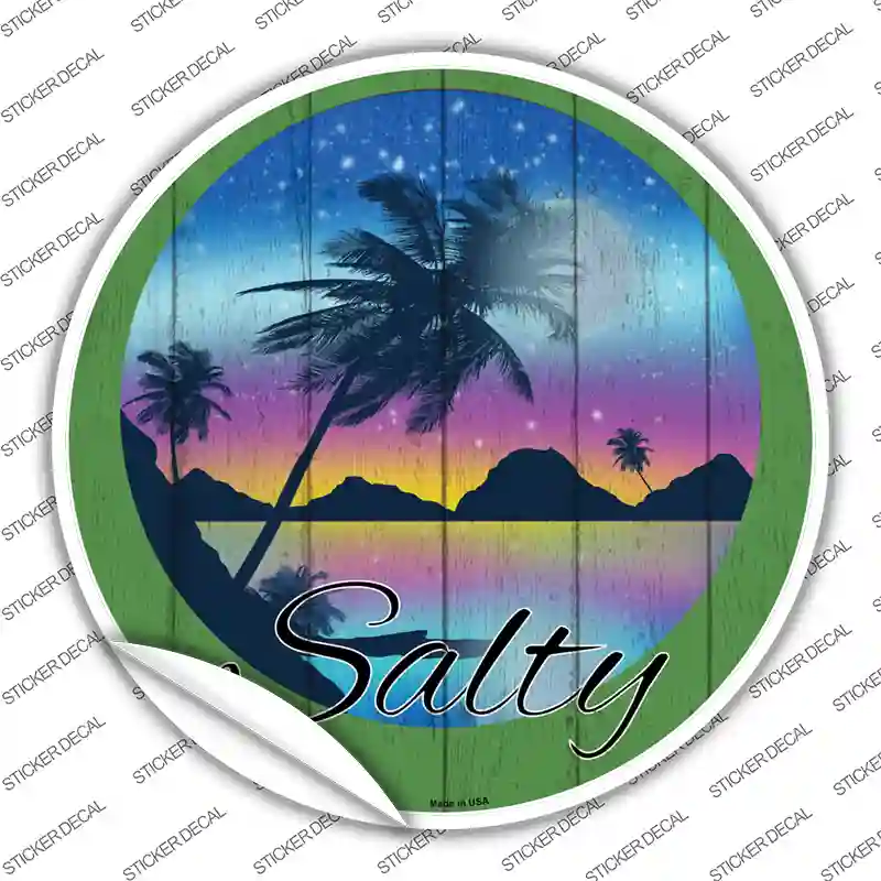 Salty Beach Scene Novelty Circle Sticker Decal