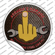 Flip Off Wrench Novelty Circle Sticker Decal