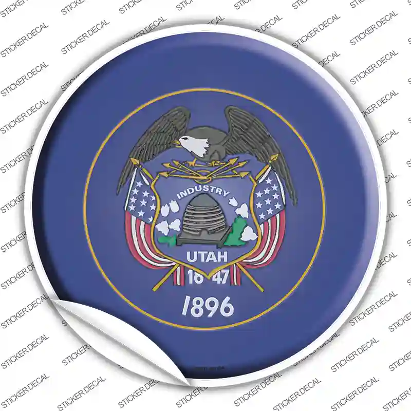 Utah State Flag Novelty Circle Sticker Decal