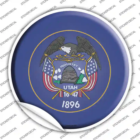 Utah State Flag Novelty Circle Sticker Decal