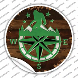 Sasquatch Compass Novelty Circle Sticker Decal