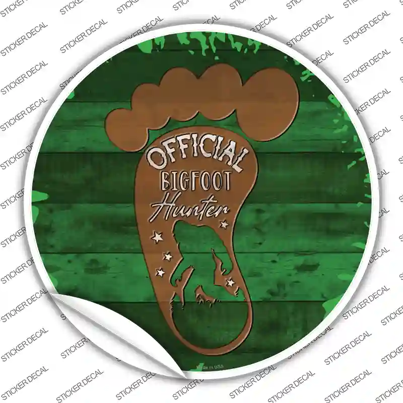 Bigfoot Hunter Footprint Novelty Circle Sticker Decal