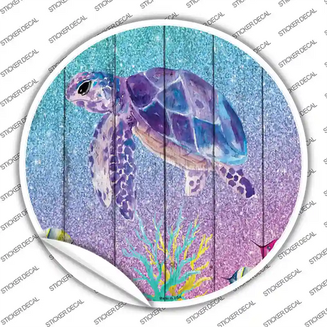 Colorful Sea Turtle Novelty Circle Sticker Decal