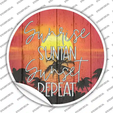 Sunrise Suntan Sunset Novelty Circle Sticker Decal