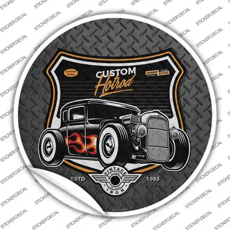 Custom Flame Hotrod Novelty Circle Sticker Decal