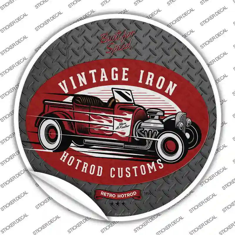 Vintage Iron Red Novelty Circle Sticker Decal