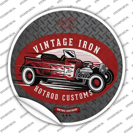 Vintage Iron Red Novelty Circle Sticker Decal