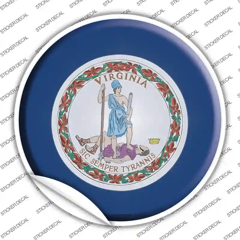 Virginia State Flag Novelty Circle Sticker Decal