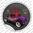 Purple Flame Hotrod Novelty Circle Sticker Decal
