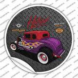Purple Flame Hotrod Novelty Circle Sticker Decal