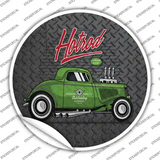 Green Hotrod Novelty Circle Sticker Decal