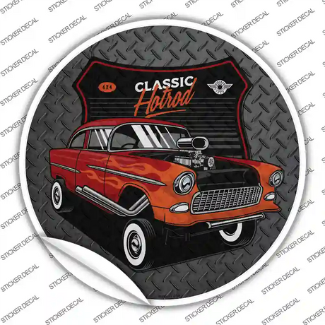 Lifted Orange Hotrod Novelty Circle Sticker Decal