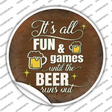Beer Runs Out Novelty Circle Sticker Decal