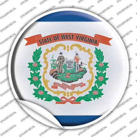 West Virginia State Flag Novelty Circle Sticker Decal