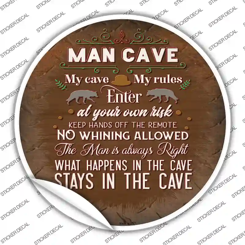 No Whining In Cave Novelty Circle Sticker Decal