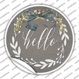 Hello Wreath Novelty Circle Sticker Decal