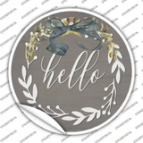 Hello Wreath Novelty Circle Sticker Decal
