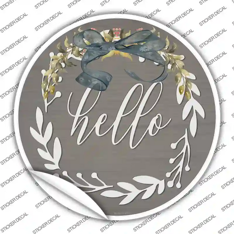 Hello Wreath Novelty Circle Sticker Decal