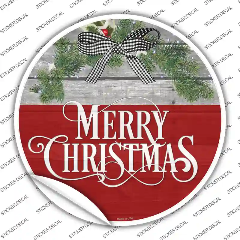 Merry Christmas Wreath Novelty Circle Sticker Decal