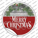 Merry Christmas Wreath Novelty Circle Sticker Decal