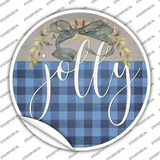 Jolly Blue Plaid Novelty Circle Sticker Decal