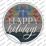 Happy Holidays Bow Novelty Circle Sticker Decal