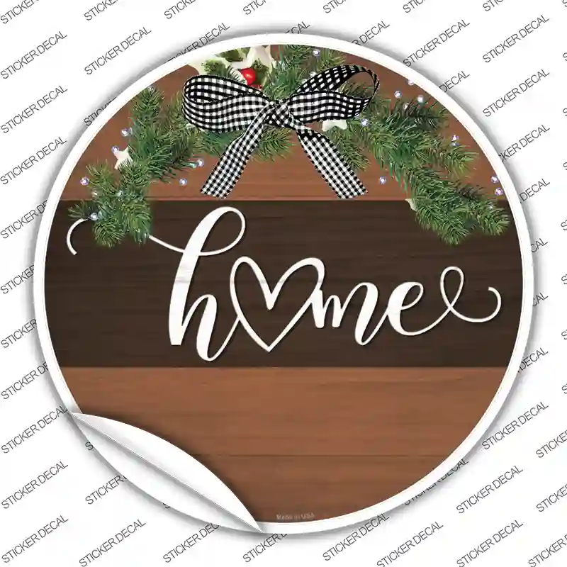 Home Bow Wreath Novelty Circle Sticker Decal