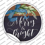 Merry And Bright Bow Wreath Novelty Circle Sticker Decal