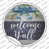 Welcome Yall Bow Wreath Novelty Circle Sticker Decal
