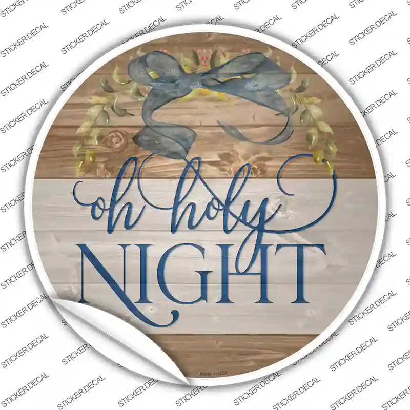 Oh Holy Night Bow Wreath Novelty Circle Sticker Decal