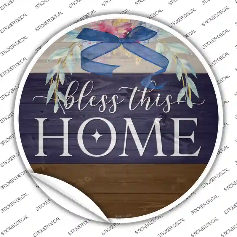 Bless This Home Bow Wreath Novelty Circle Sticker Decal