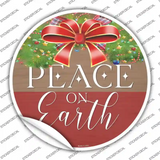 Peace On Earth Bow Wreath Novelty Circle Sticker Decal