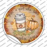 Pumpkin and Latte Novelty Circle Sticker Decal
