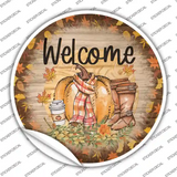 Welcome Pumpkin Novelty Circle Sticker Decal