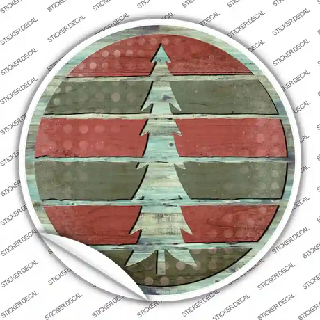 Tree Red and Green Novelty Circle Sticker Decal
