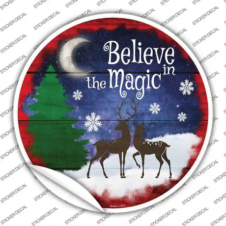 Believe in Magic Reindeer Novelty Circle Sticker Decal