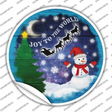 Joy to the World Snowman Novelty Circle Sticker Decal