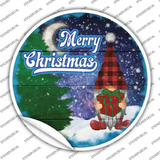 Merry Christmas Gnome Novelty Circle Sticker Decal