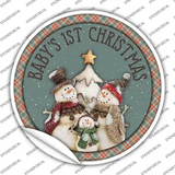 Babys First Christmas Novelty Circle Sticker Decal