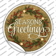 Seasons Greetings Glitter Novelty Circle Sticker Decal
