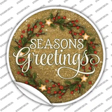 Seasons Greetings Glitter Novelty Circle Sticker Decal