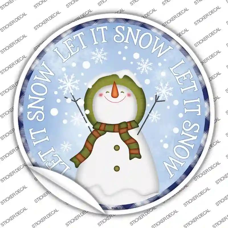 Let It Snow Snowman Novelty Circle Sticker Decal