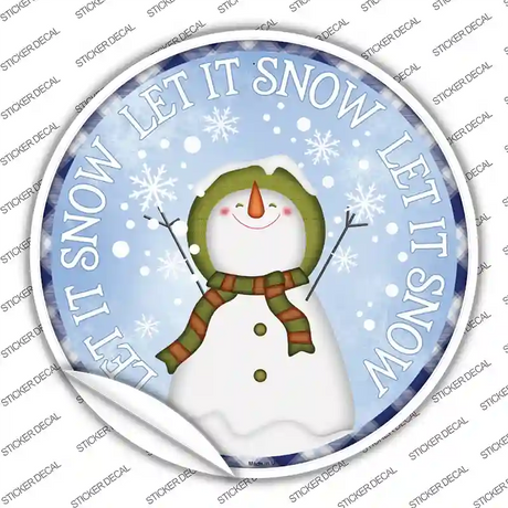 Let It Snow Snowman Novelty Circle Sticker Decal