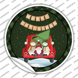 Merry Christmas Truck Novelty Circle Sticker Decal