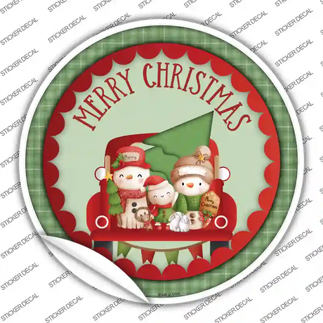 Merry Christmas Family Novelty Circle Sticker Decal